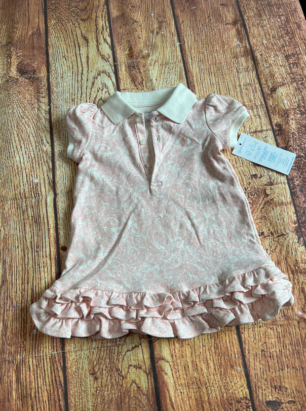Ralph Lauren Polo Baby Pink Paisley Cotton Interlock Polo Dress