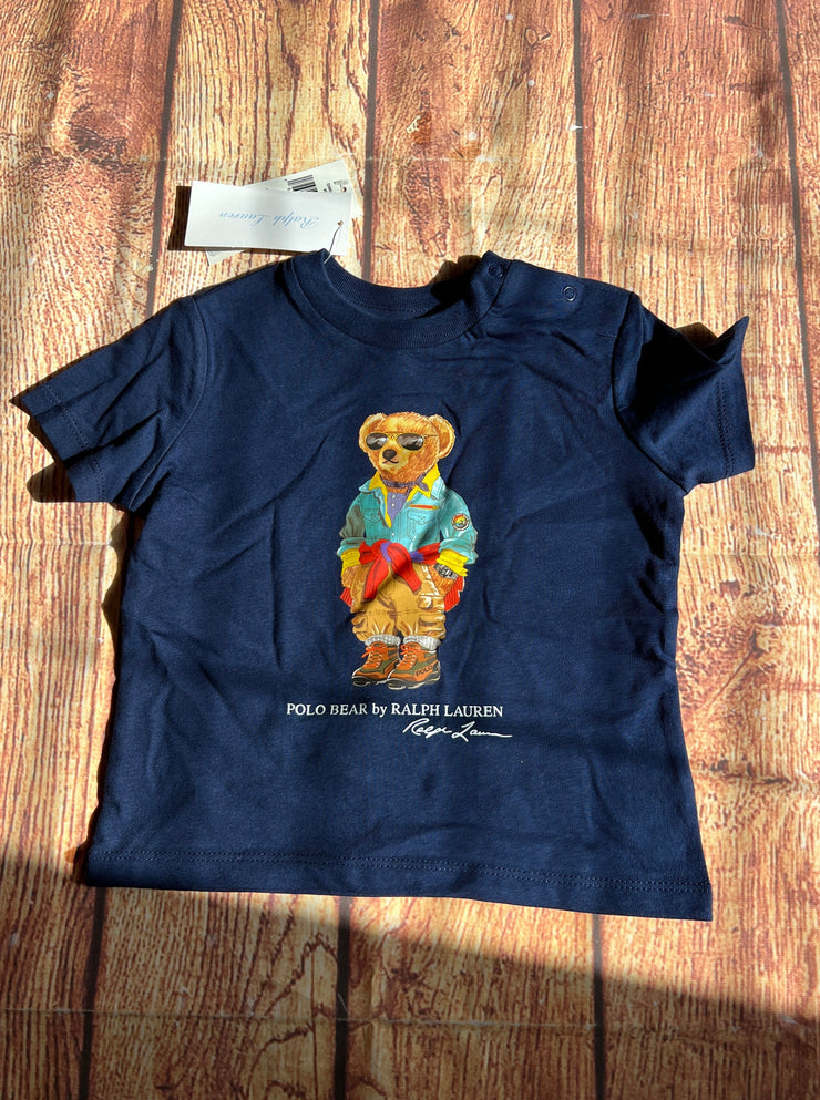 Ralph Lauren Polo Kids Baby Navy Teddy Bear Short Sleeve T-Shirt