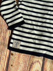 Ralph Lauren Polo Baby Navy & Cream Striped Ruffled Cotton Sweater