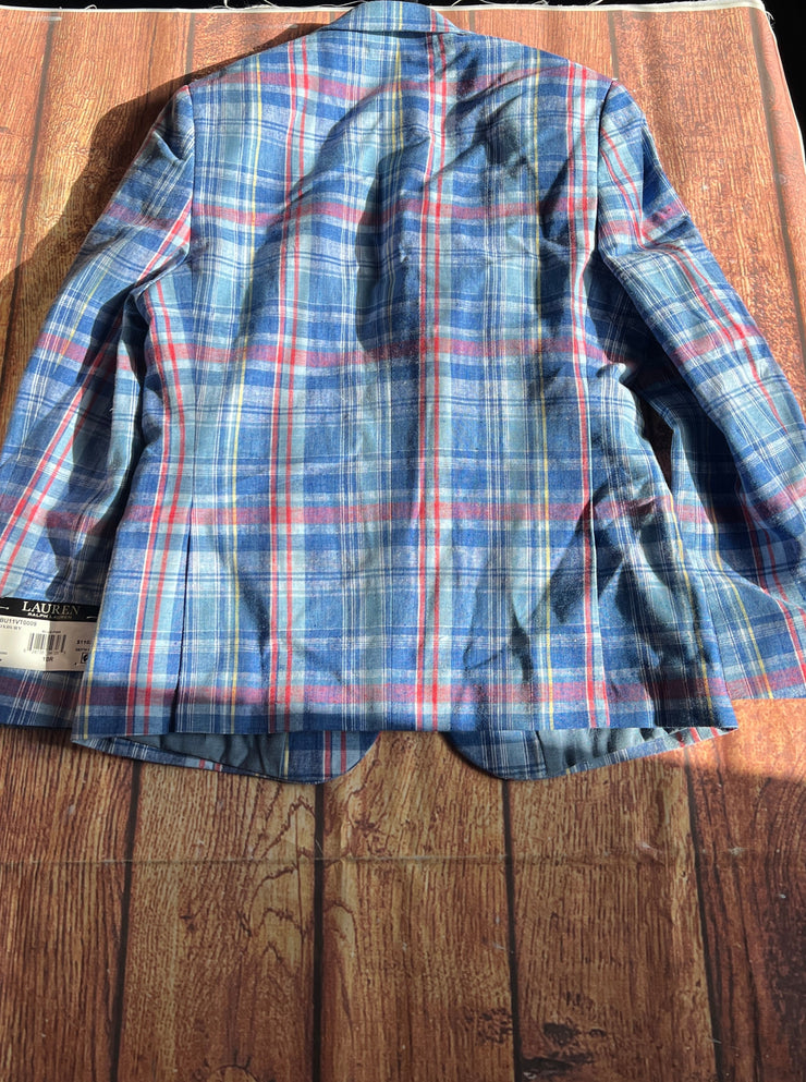 Ralph Lauren Polo Big Kids Blue & Pink Plaid Linen Coat Blazer