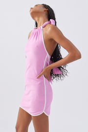 Urban Outfitter Women's Pink/Lilac Jeanne Terry Cloth Halter Mini Dress